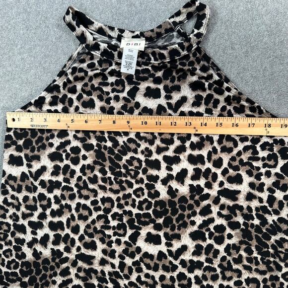 BIBI Leopard Print Halter Tank Top Women's Medium Sleeveless Black Brown Stretch - Picture 4 of 5